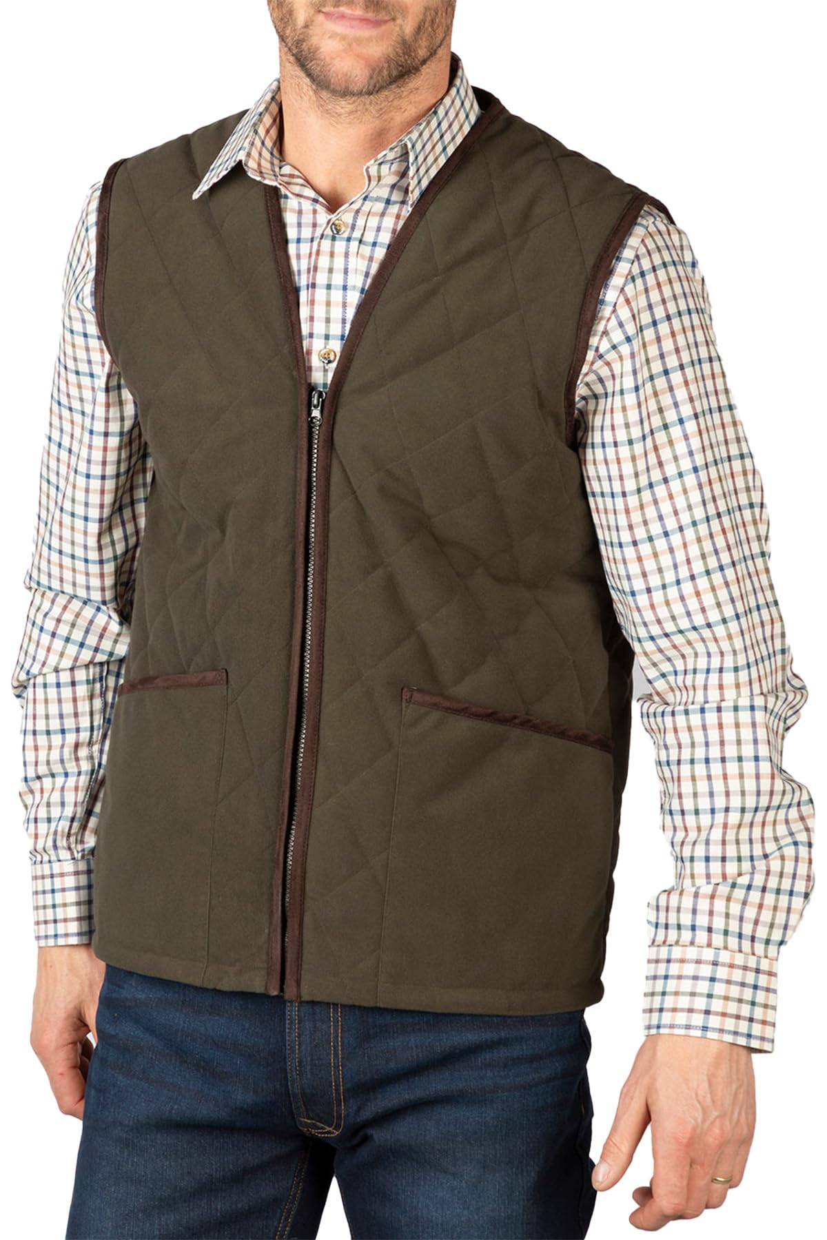 Rydale Mens Quilted Country Waistcoat Sleeveless Bodywarmer Vest Men Clothing (UK, Alpha, M, Regular, Regular, Olive)