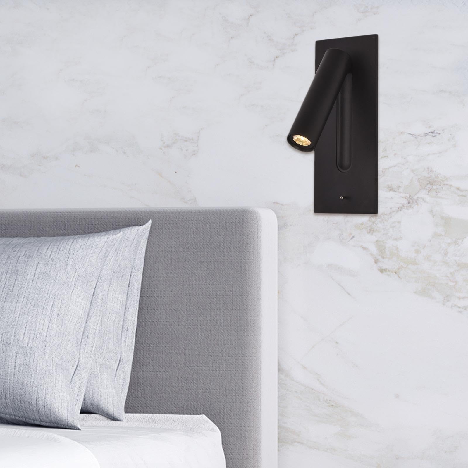 Colcolo Eingebettete Wandleuchten Wandlampe Einbauleuchten für das Kopfteil Moderne Wandleuchten Beleuchtung für Nachttisch-Arbeitszimmer Heimdekoration, Schwarz