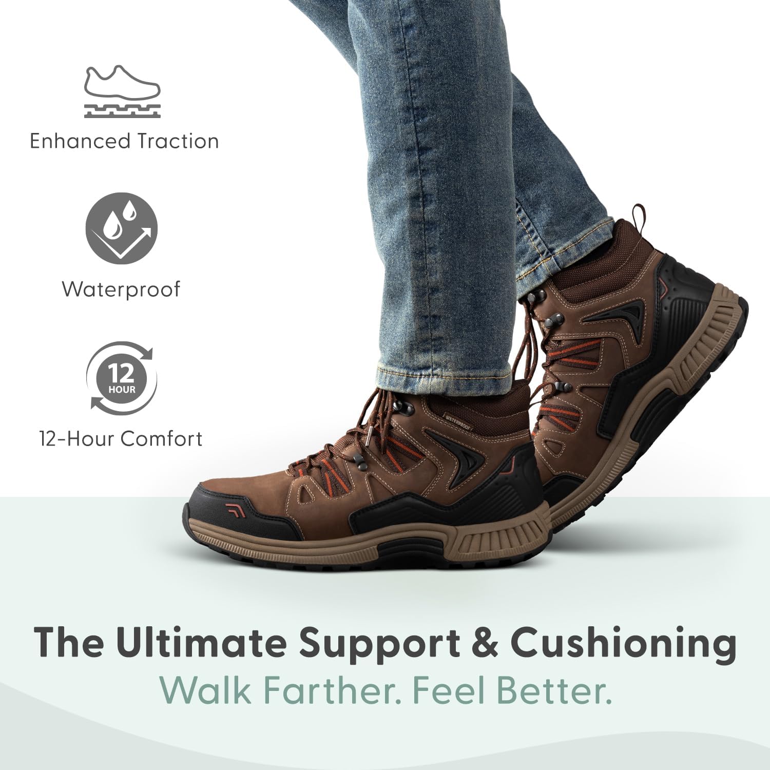 Orthofeet Men's Orthopedic Ridgewood Waterproof Leather Hiking Boot