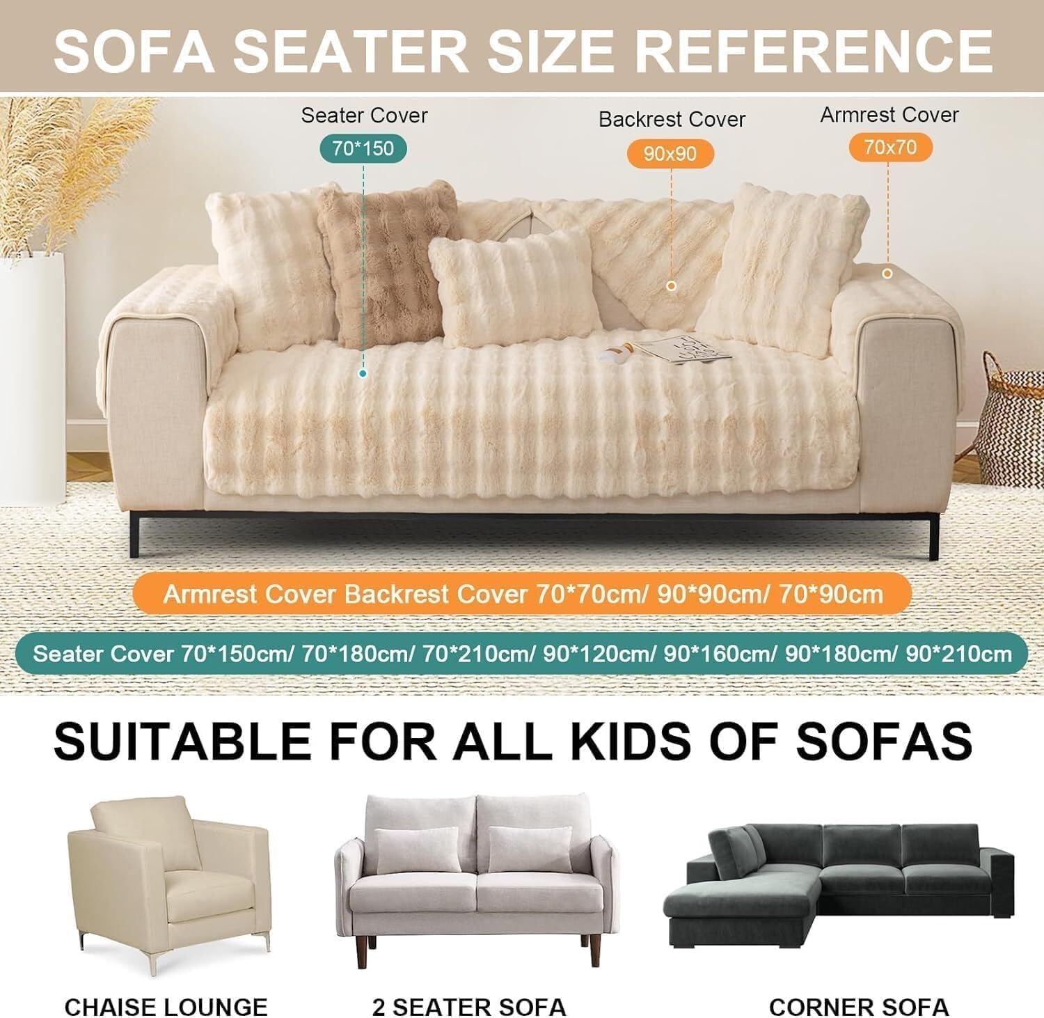 Sectional Couch Covers Plush L Shape 1/2/3/4 Seater Corner - Non-Slip Sofa Protector for Dogs - Universal