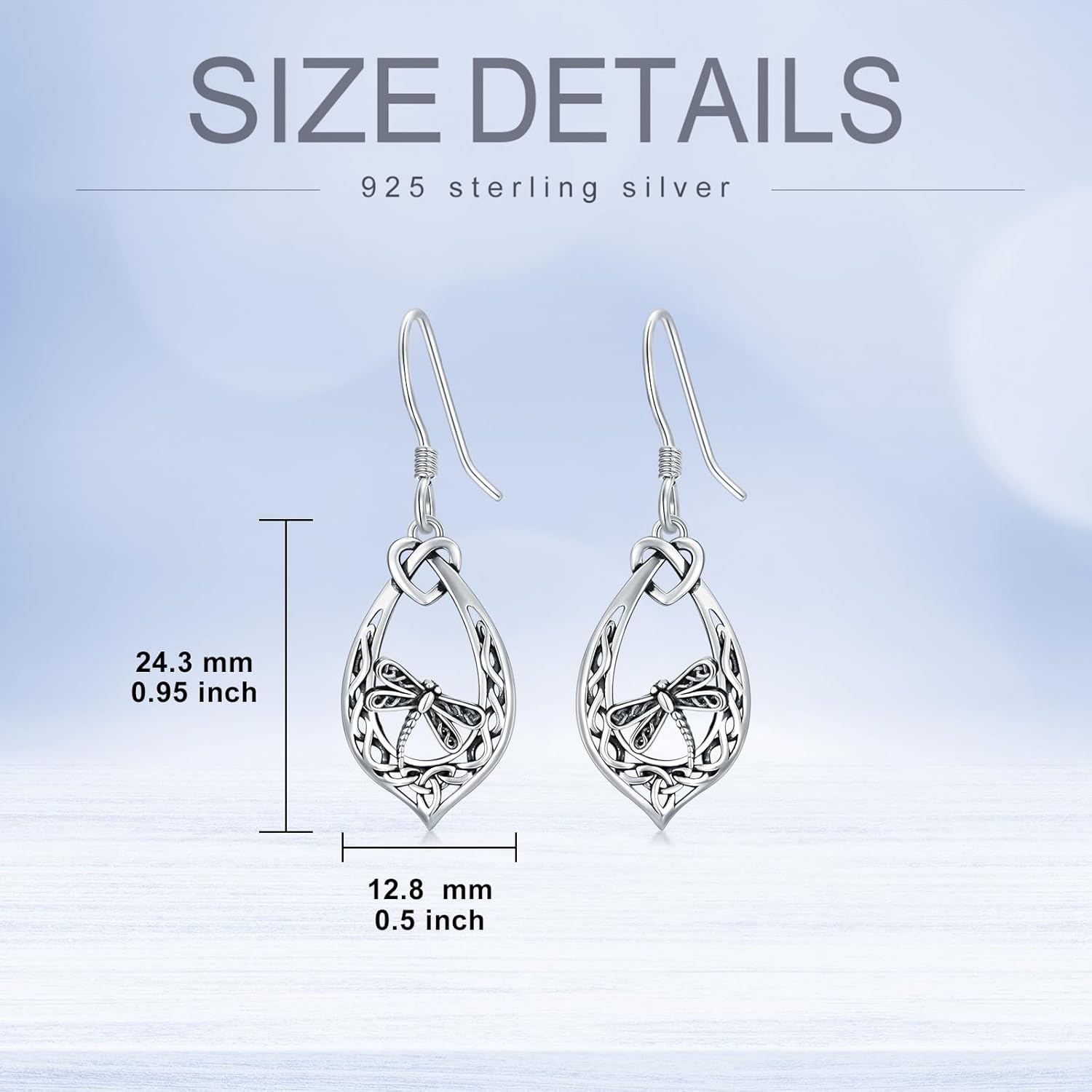 925 Sterling Silver Vintage Oxidized Celtic Dangle Drop Earrings Jewelry Gifts for Women Her - Image 5