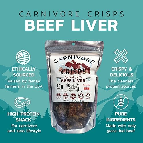 Miniatura 3 de Carnivore Crisps, Patatas fritas de hígado de res alimentadas con pasto y terminadas, con alto contenido de proteínas, dieta cetogénica y carnívora,