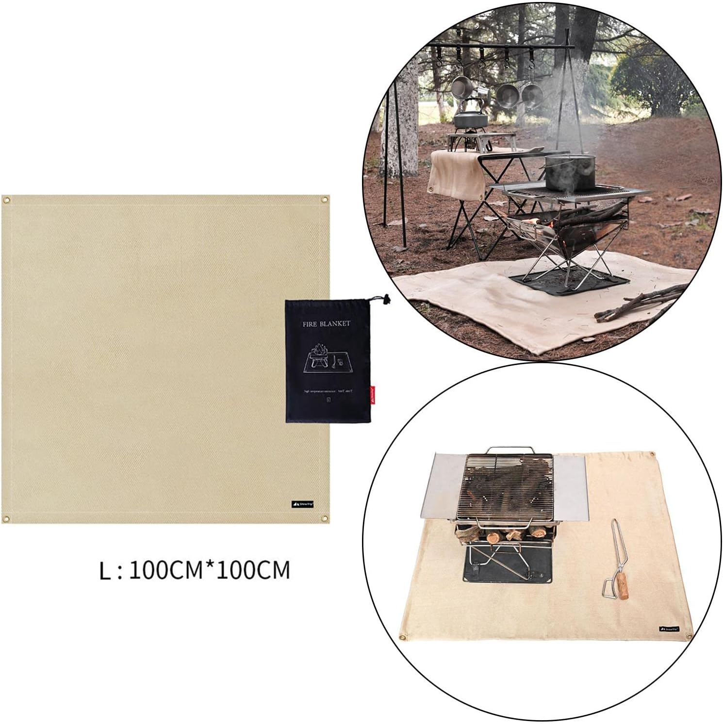 Newmind Fireproof Fire Mat- Portable Fire Blanket Protective Pad Flame Retardant Stove Floor Grill Mat for Patio Lawn Outdoor Camping BBQ Protection - 100x100cm : Patio, Lawn & Garden