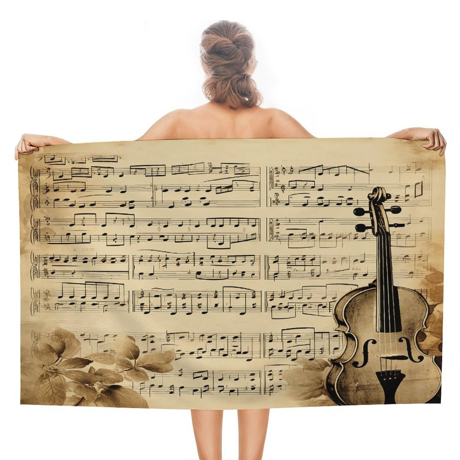 VstaDank Music Notes on Old Paper Beach Towel 51x31 Inch Oversized Soft Bath Towel Luxury Plush Thick Hotel Swim Pool Towels Super Quick Dry Travel Towels for Camping Gym Sports Yoga