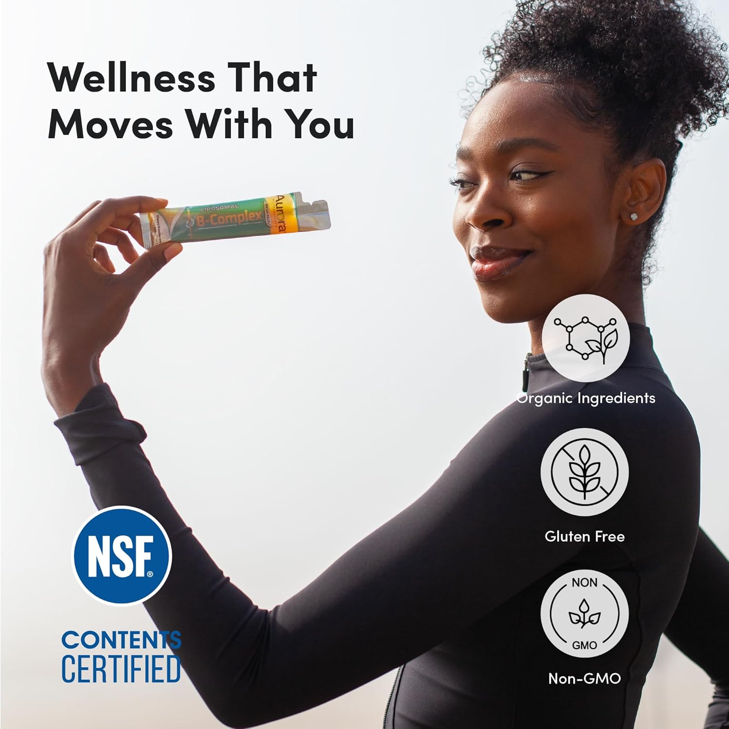 Aurora Nutrascience Mega-Liposomal B-Complex + Vitamin C - Healthy Energy & Immune System Support Supplement for Adults, Sugar Free, Vegan, Gluten Free, Non-GMO - 10 Single Serve Packets, Orange