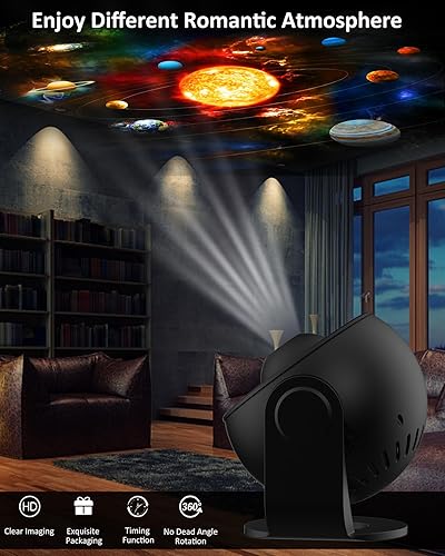 Miniatura 3 de Proyector de galaxia, proyector de estrellas planetario 13 en 1 con sistema solar y constelación, lámpara giratoria de 360, proyector de luz