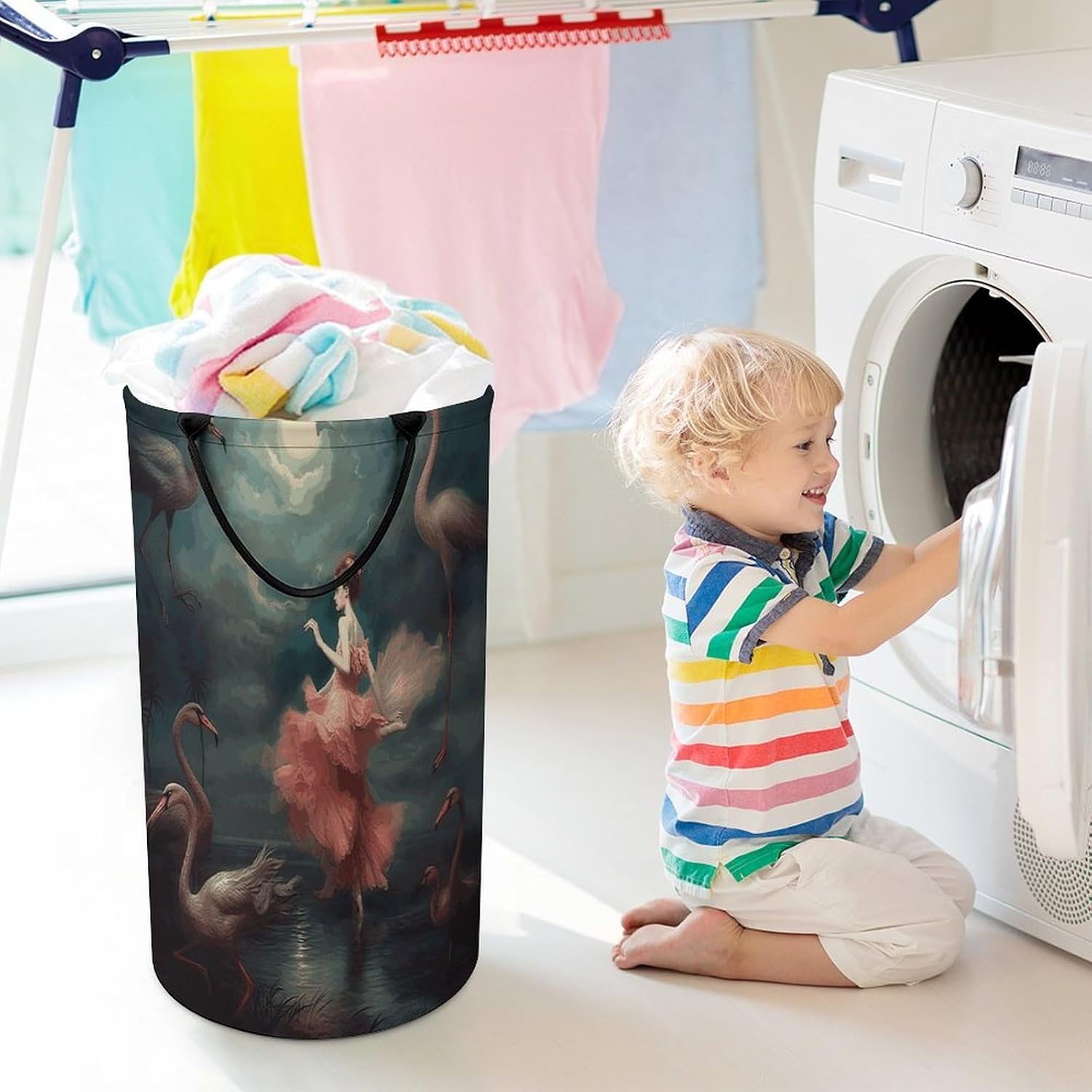 A Night of Miracles And Magic Laundry Basket 86L Laundry Hamper | Collapsible Clothes Hamper with Reinforced Handles Waterproof Tall Foldable Dirty Clothes Basket for Hotel, Home, Closet