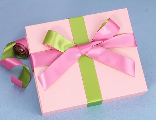 Vista 25 de Cinta de dos tonos de doble cara, 20 yardas y 1 pulgada, cinta de satén verde y rojo de doble cara para Navidad, boda, cumpleaños, envoltura