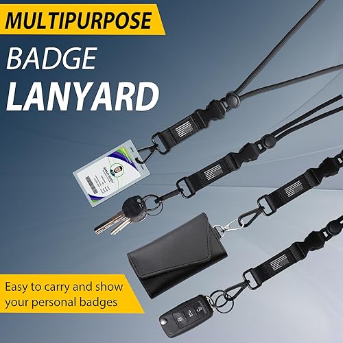 Miniatura 5 de DAYGOS Cordones separables para tarjetas de identificación, cordón desmontable de seguridad con bandera de Estados Unidos, correa ajustable para el