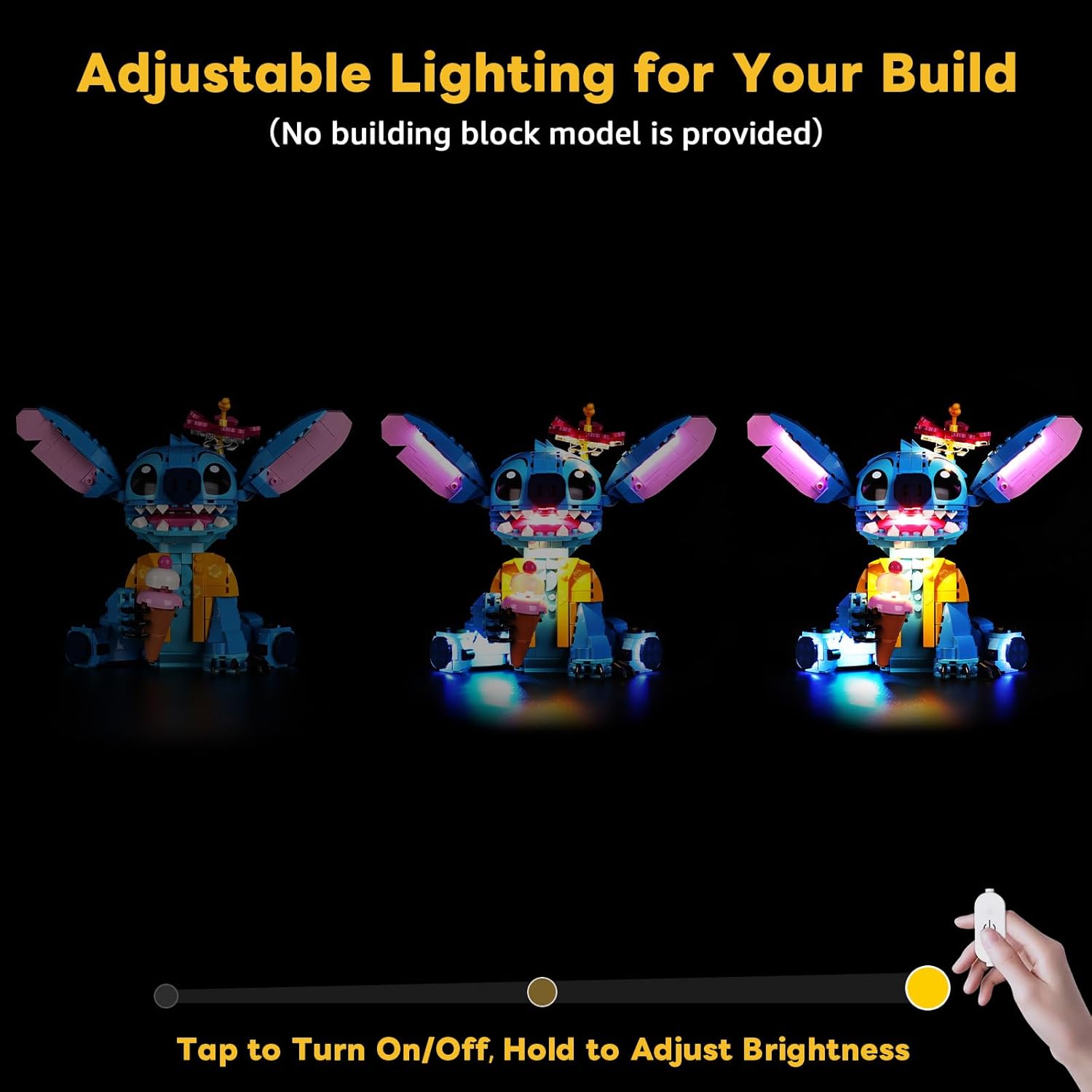 Kyglaring LED Light Kit Compatible with Lego Stitch 43249 Building Blocks, Upgraded Touch Control & Dimming (Lights Only, No Model Set) Touch-Upgraded Version