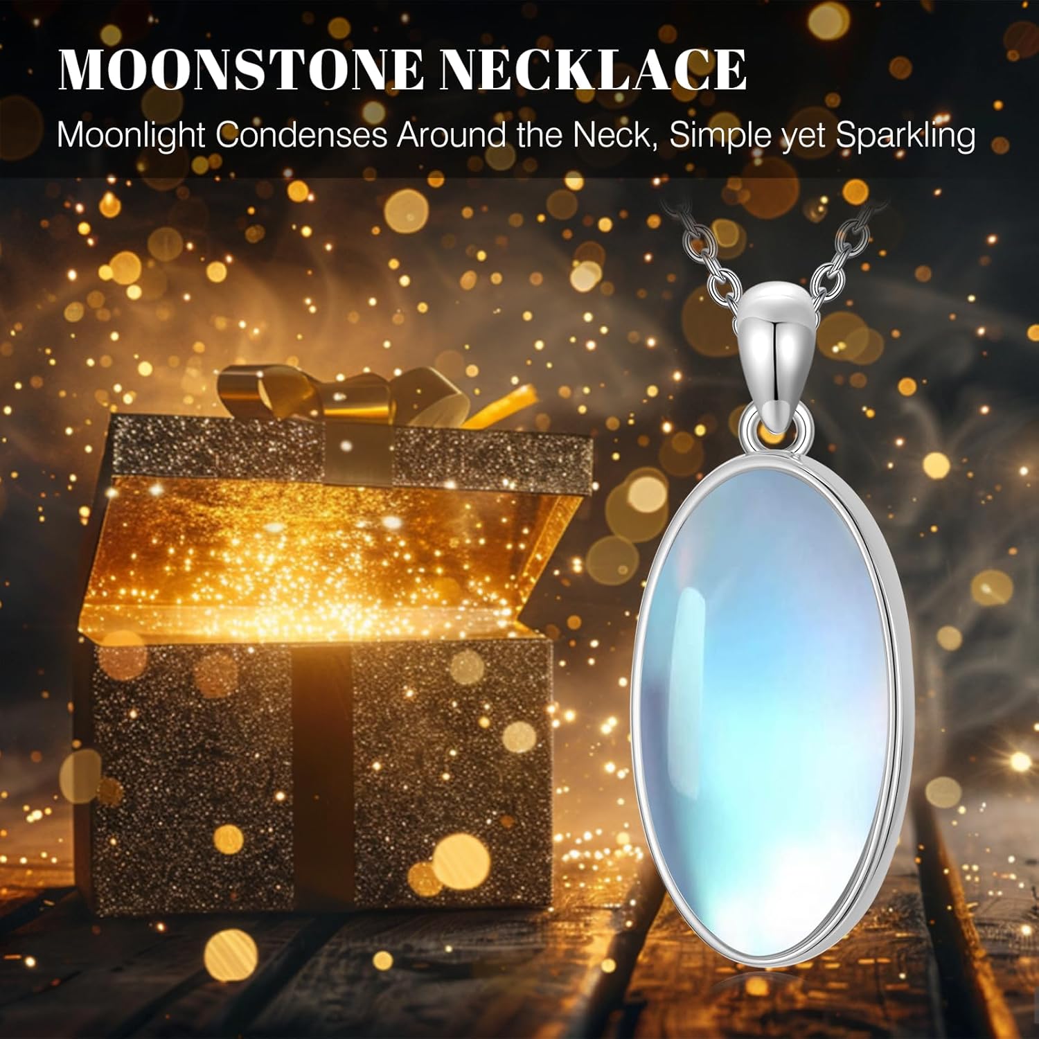 925 Sterling Silver Oval Moonstone/Turquoise Pendant Necklace, Dainty Necklace Jewelry Gifts for Women, with 18+2inch Chain