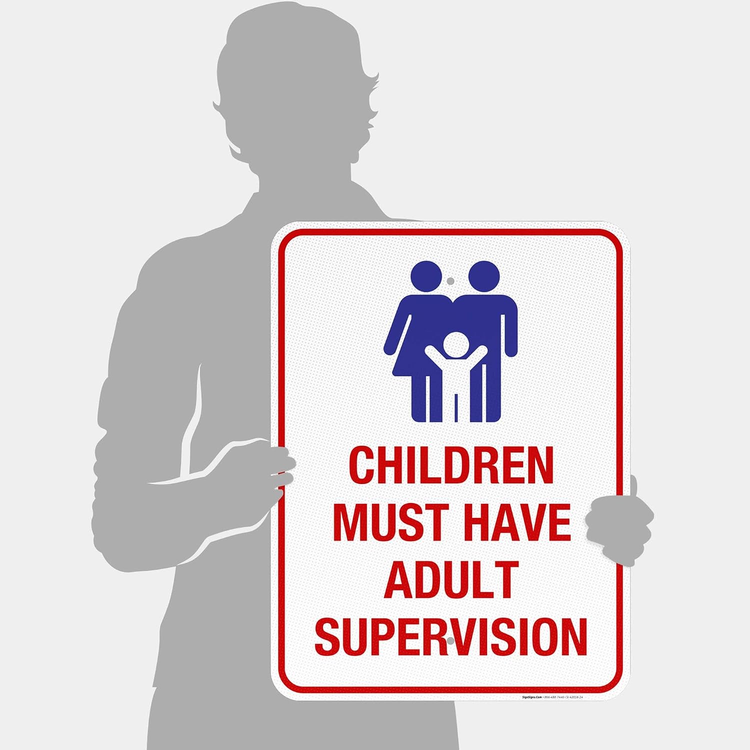 Pool Sign, Children Must Have Adult Supervision Sign, 18x24 Inches, 3M EGP Reflective .080 Aluminum, Fade Resistant, Indoor/Outdoor Use, Made in USA
