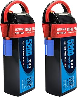 DXF 2 Paquet Batterie lipo 6s Haute Performance pour Drones et véhicules rc - 5200mah, 80c, connecteur ec5 - polymère de Lithium, Tension 22,2v, idéale pour multicoptères, Avions rc et Plus
