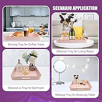 Vista 68 de Gifturbo Bandeja negra para servir, bandejas decorativas de mármol con asas, bandeja de mesa auxiliar, bandejas de plástico rectangulares otomanas