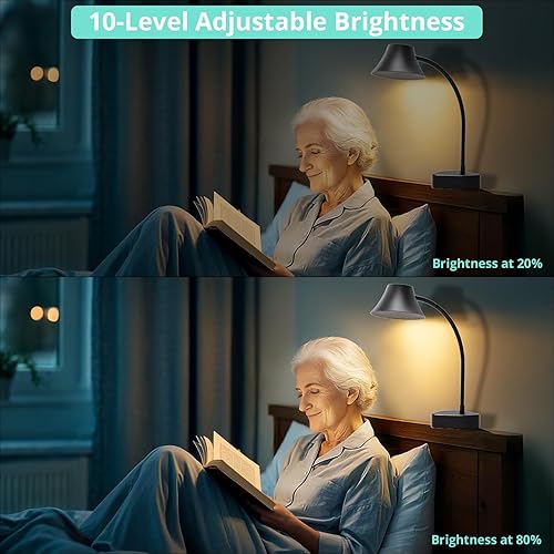 Miniatura 4 de TONYFUL Luz de cama para cabecero, lámpara de lectura para el cuidado de los ojos, luz de cama sin perforación, 5 colores y 10 luces de libro de