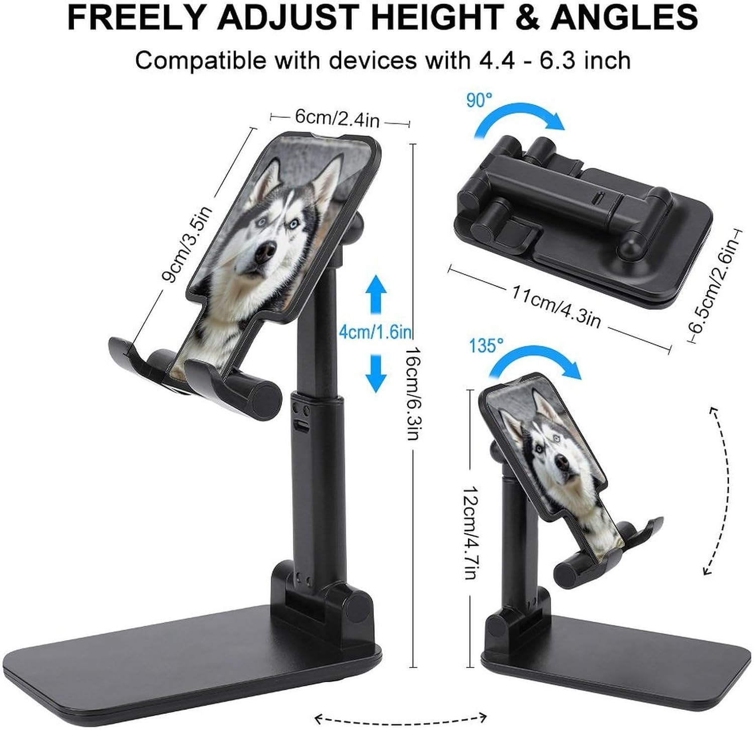 Husky Dog Folding Cell Phone Stand, Portable Phone Holder image 2