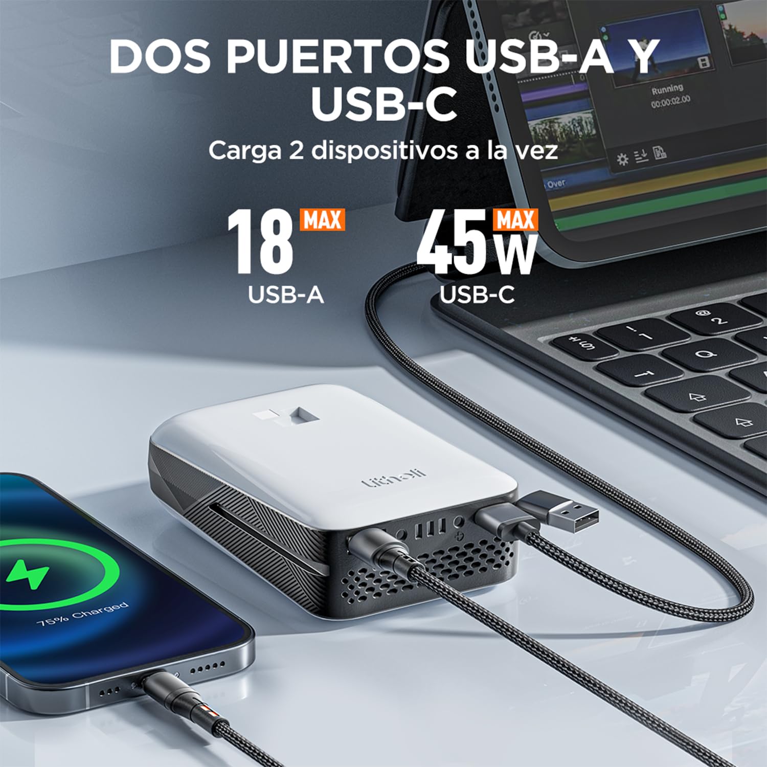 Litheli Destornillador de batería 20 V, batería de iones de litio 2,0 Ah, atornillador de impacto inalámbrico, par de torsión 230 Nm, 3 modos, pinza 6,35 mm, luces LED