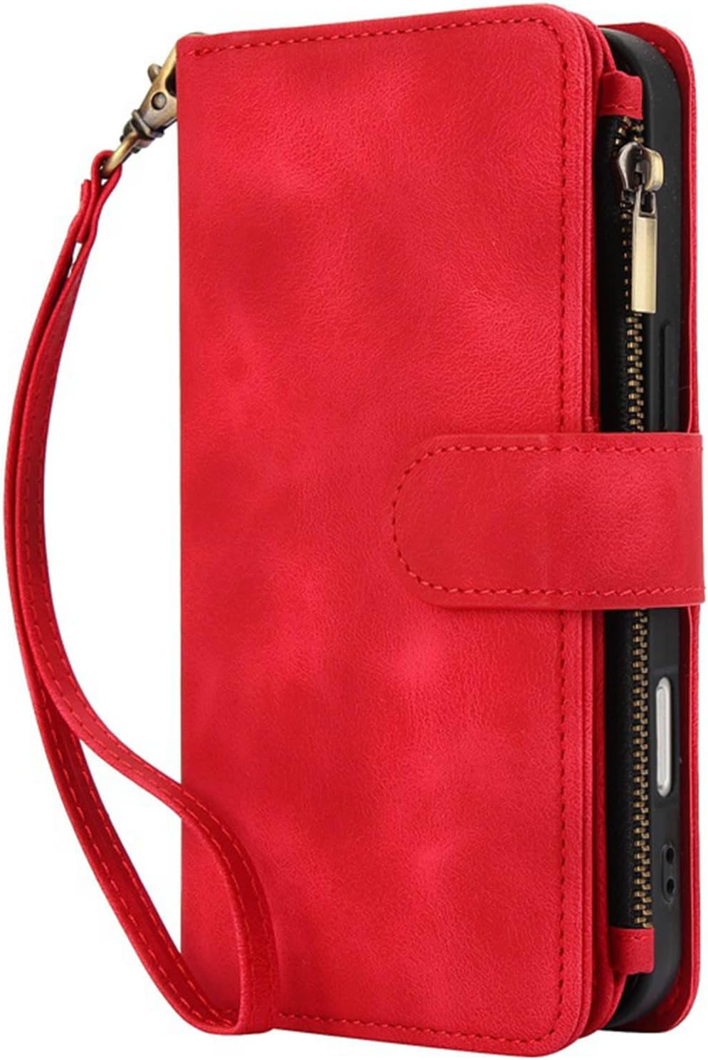 Wallet Case for iPhone 17 Pro Max /17 Pro/17 Air/17,Business Heavy Duty Shockproof Protection Shell Crossbody Lanyard Strap Scratch Resistant Cover,Red,17 Air