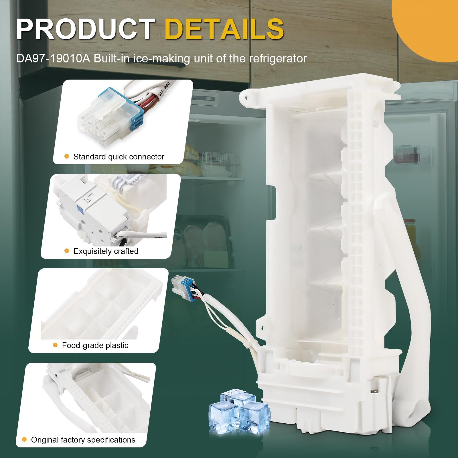 DA97-19010A Ice Maker Assembly Compatible with Samsung Refrigerator RS27T5200SG/AA RS22T5561SR Replacement AP6804571 PS12707599 EAP12707599 4961644 - 5