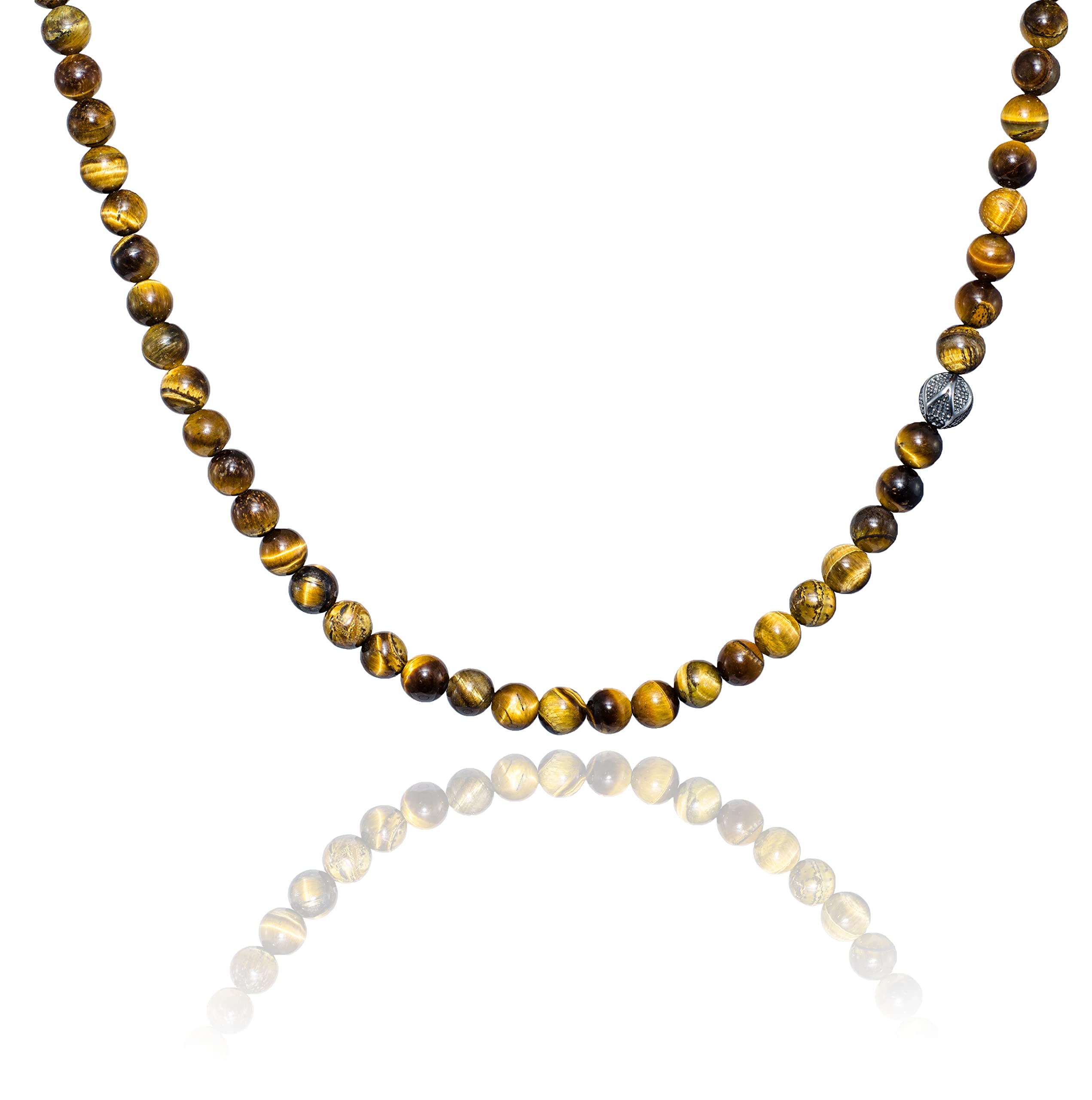 Herren Kette Perlenkette Onyx Tigerauge