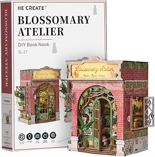 IIE Create Blossomary Atelier DIY Book Nook, 3D Wooden Puzzle, Miniature Dollhouse, Snap-Fit Assembly, LED Light, Ages 14+