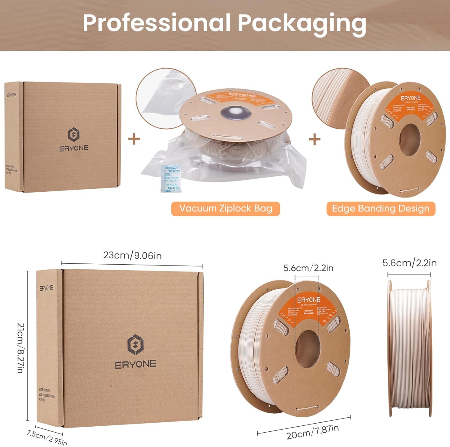 ERYONE High Speed Rainbow PLA Plus Filament 3D Printer Filament 1.75mm +/- 0.03mm, Multicolor Rapid PLA Filament 1KG Cardboard Spool(2.2LBS), Rock Rainbow