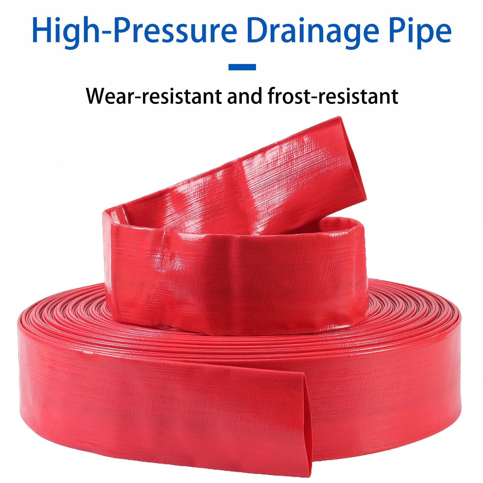 Tubo flessibile di scarico dell'acqua Layflat Pompa per irrigazione in PVC rinforzato con poliestere per pompe sommergibili, drenaggio di stagni, piscine e giardini 50m 1-inch