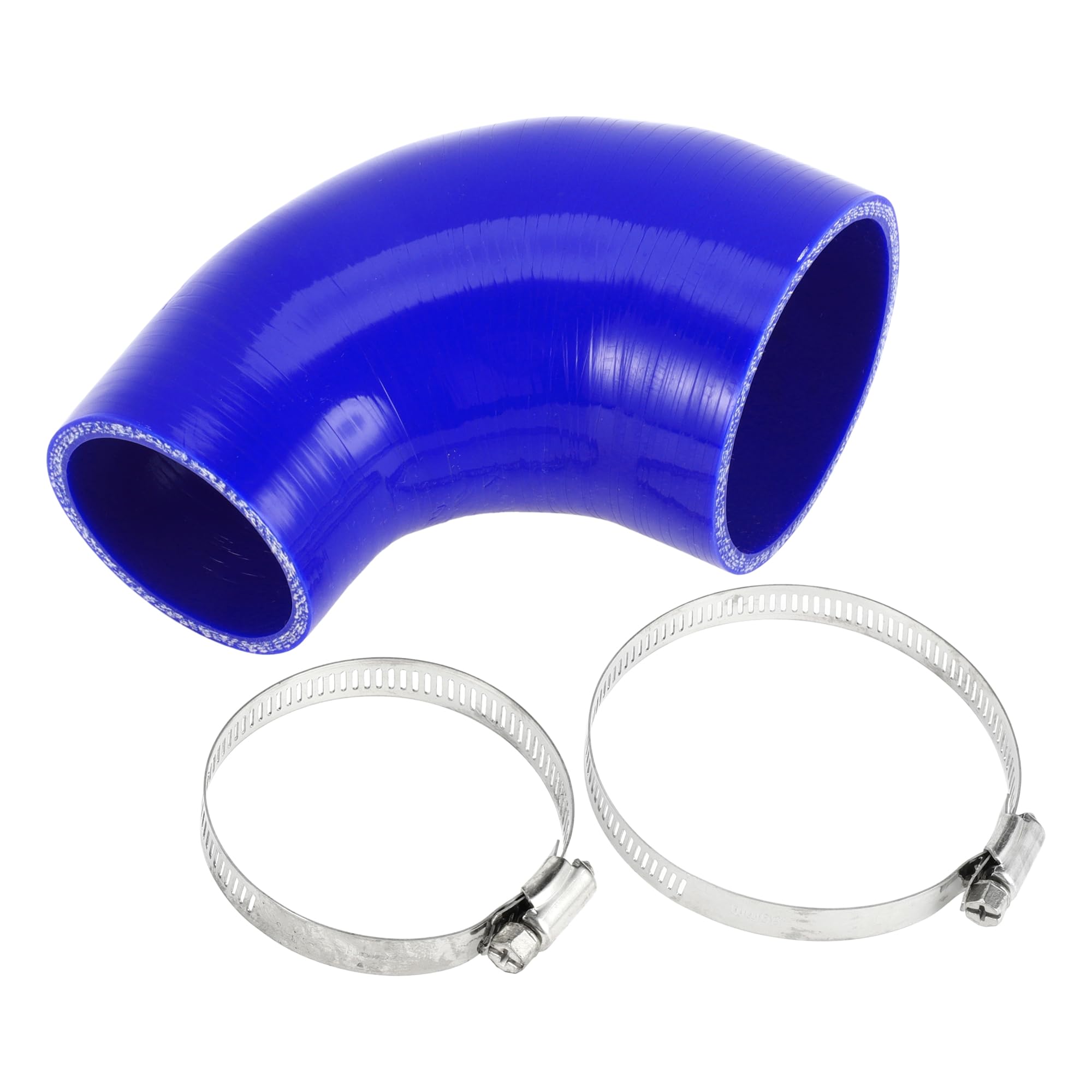 A ABSOPRO 1 Set 57mm/2.24"-76mm/2.99" ID 90mm/3.54" Lunghezza 90 Gradi Tubo in Silicone Blu per Auto con Morsetti Tubo del Refrigerante Universale