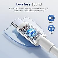 Vista 4 de Adaptador USB C a conector de auriculares de 0.138 in para iPhone 16/16 Pro/15/15 Pro/Pro Max/Plus, cable auxiliar tipo C compatible con iPad, Blanco