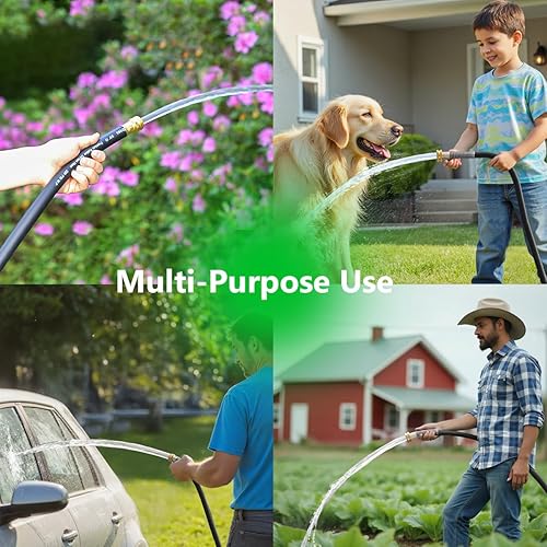 Miniatura 7 de Manguera de jardín de goma resistente de 25 pies 58  200 psi, explosión de 1000 psi, agua calientefría, trenzado de cinco capas para mayor