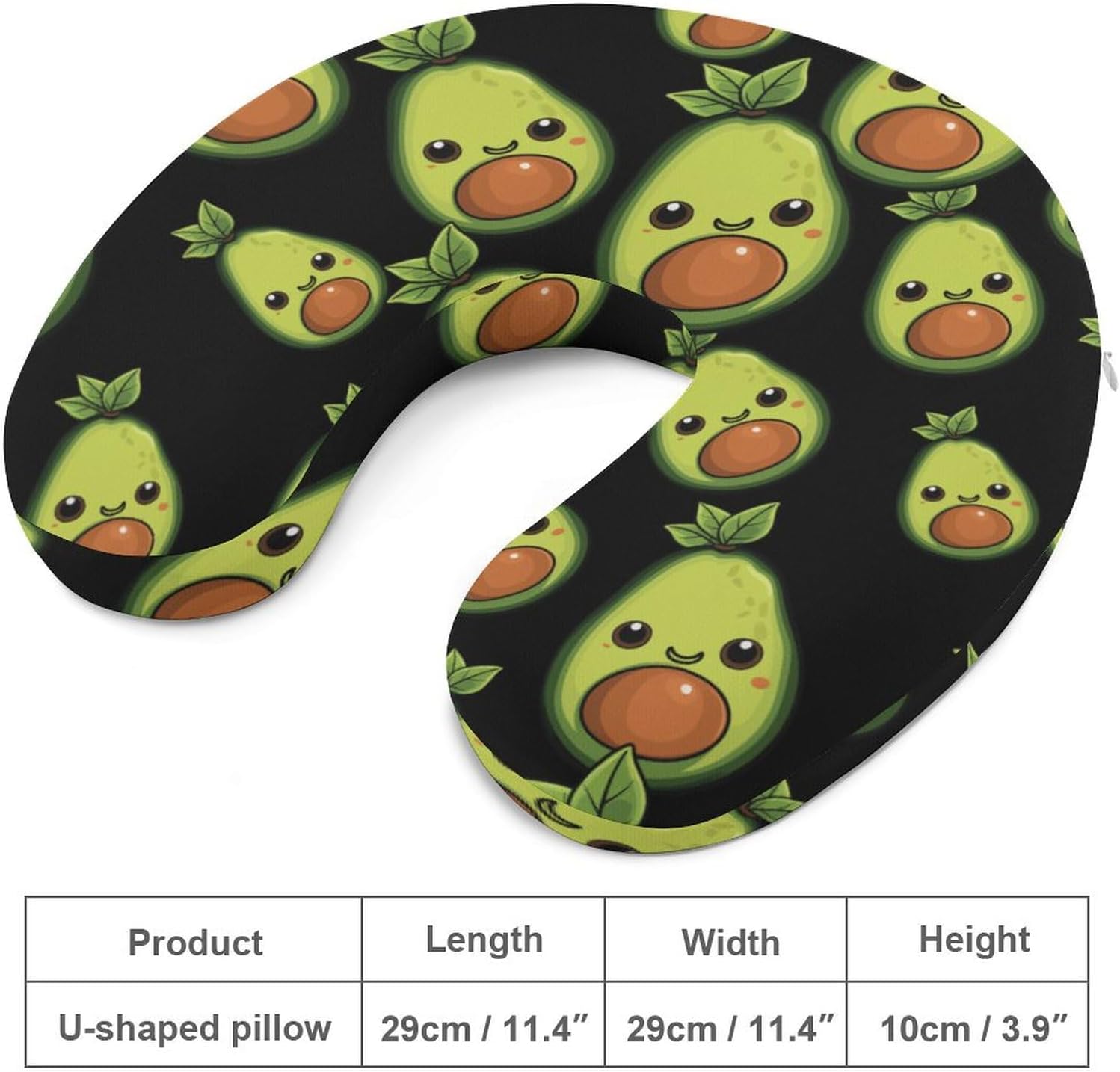 Cute Avocado U Shaped Neck Pillow Portable Travel Airplane Headrest Pillow Lightweight Support Pillow Cushion