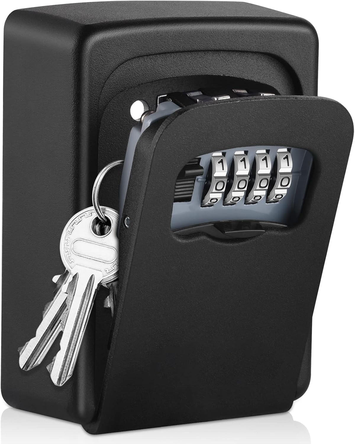 Lock Safe Wall Mounted, 4-Digit Combination Lock Box, Extra Large Security Cabinet for Elderly Parents, Spare House Key Storage Outdoor and Indoor (Black)