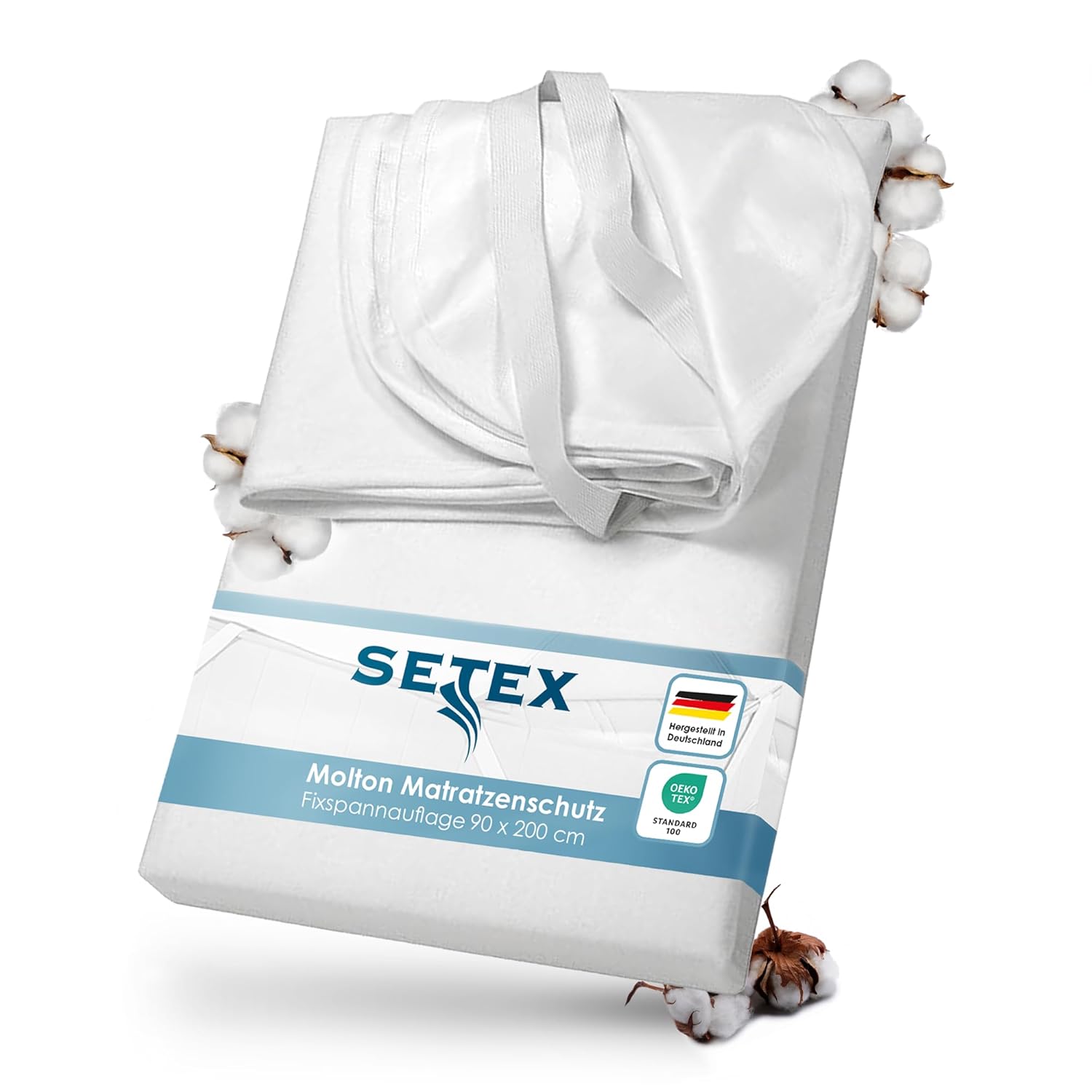 SETEX Wasserdichter Molton Matratzenschutz, 90 x 200 cm, 100 % Baumwolle, Generation, Weiß, 14PE090200001002