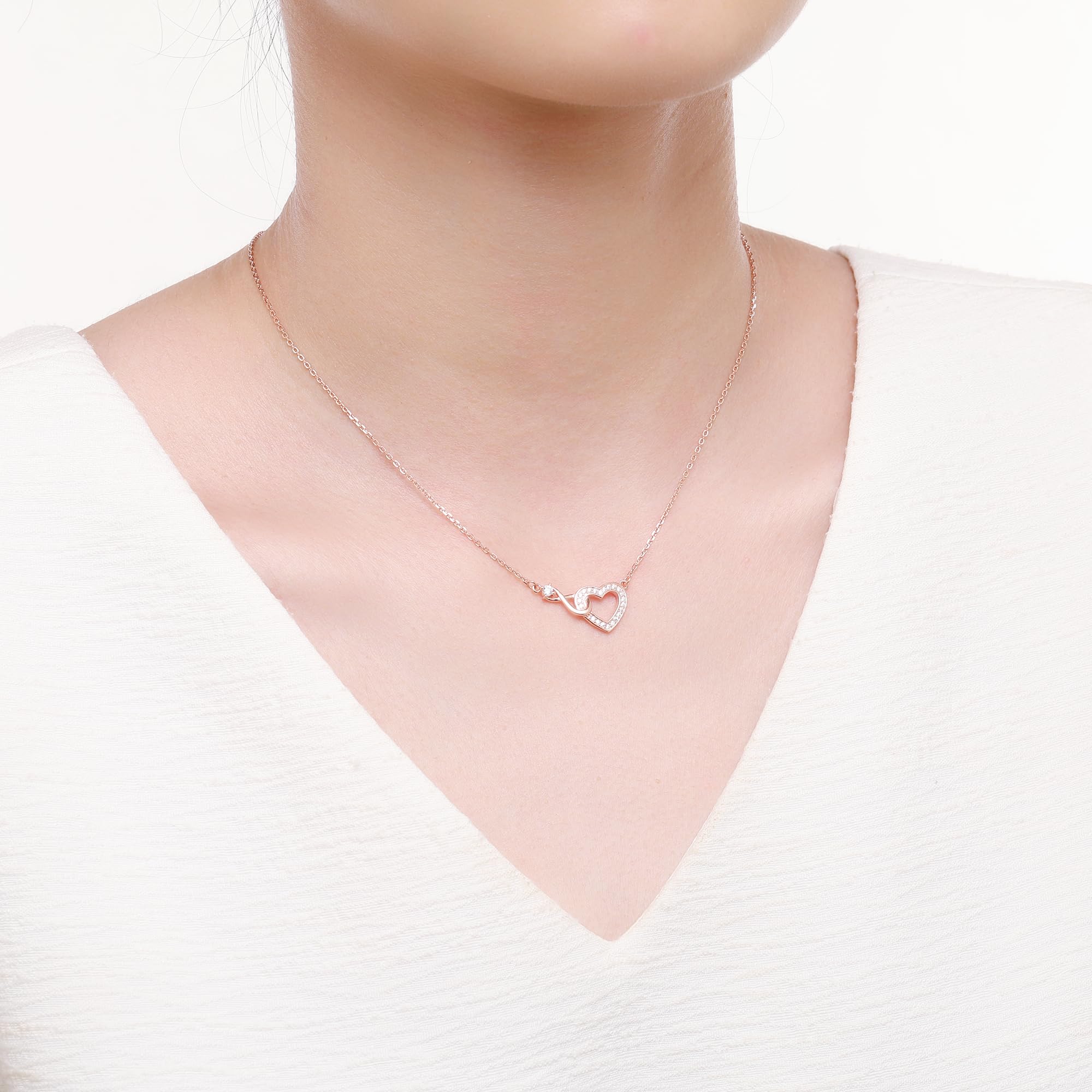 Jrêveinfini Infinito Cuore Collana Donna Bambina Argento 925 con Portagioie Regalo, Idee Regalo Natale Compleanno Donna Bambina, Regolabile 40 + 5 cm