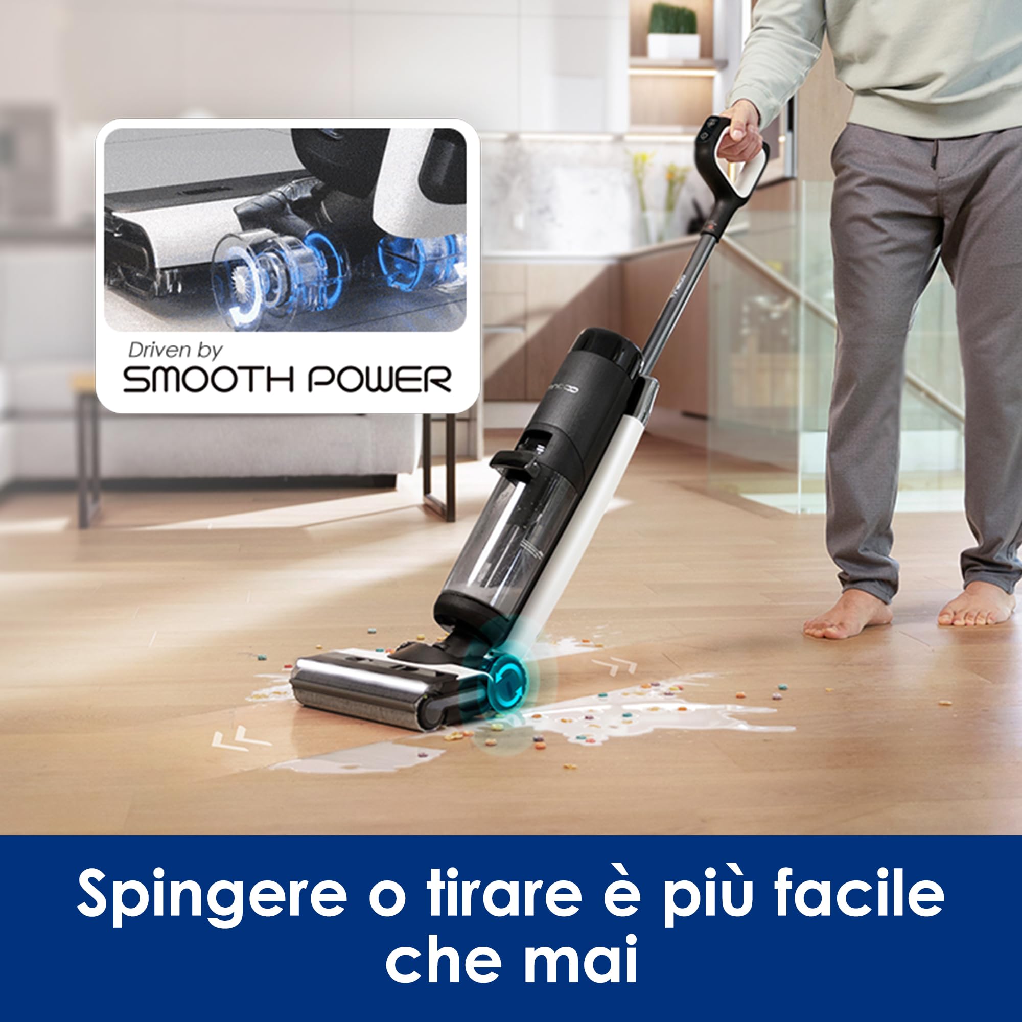 Tineco FLOOR ONE S7 Pro Aspirapolvere Cordless per Pavimenti Duri, Pulisce Sempre con Acqua Pulita, Display LED, Lunga Autonomia. Rimuove Macchie Ostinate e Peli di Animali Domestici