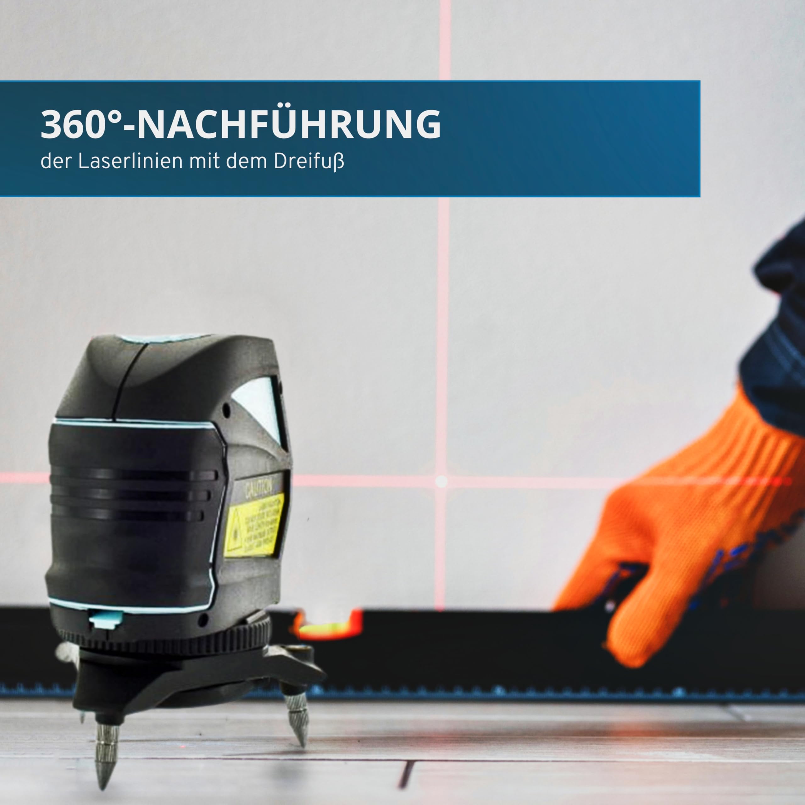 Linienlaser L1 - Roter Kreuzlinienlaser mit magnetischer Halterung (Multifunktions-Adapter), sichtbarer Arbeitsradius bis 15 m, 3 x AA-Batterie, in Tasche