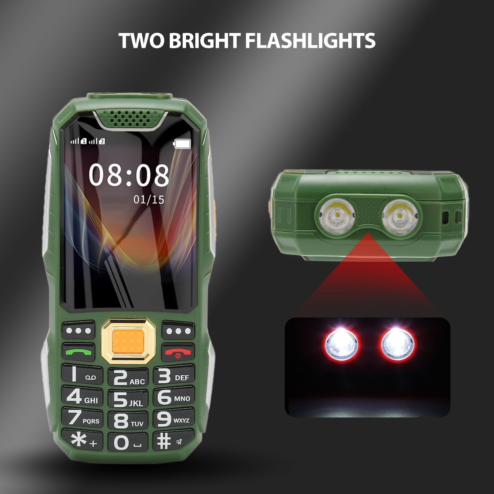 Senioren Handy Mit Großen Tasten – Entsperrt, 2,4-Zoll-Bildschirm, SOS-Taste, Taschenlampe, Powerbank-Funktion, 2G