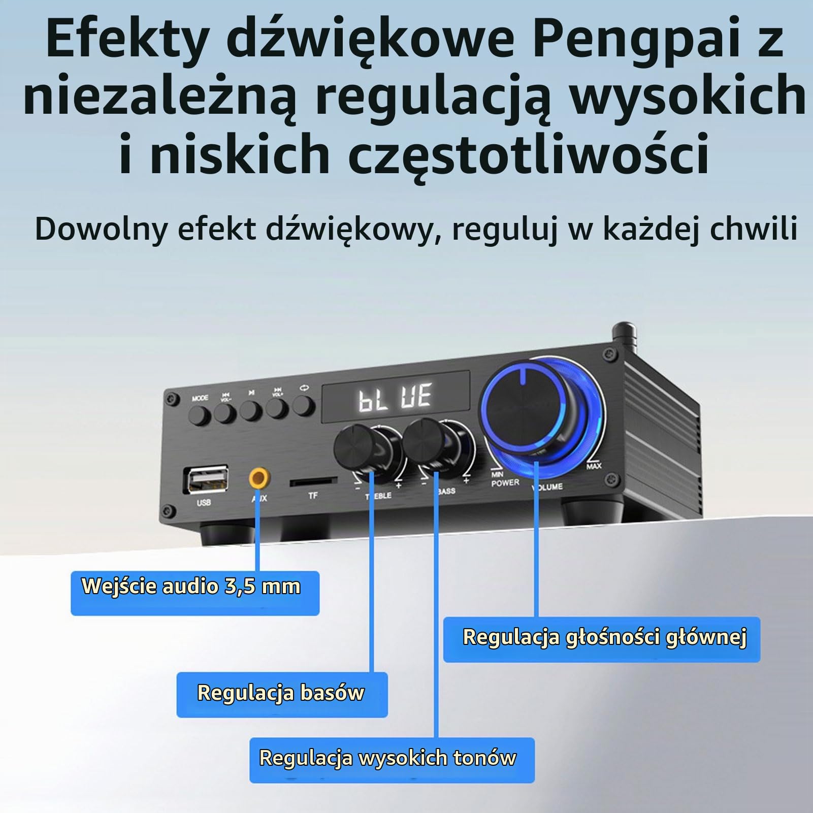 Luocute 5.1 Wzmacniacz Cyfrowy HiFi Stereo, 2.1 Kanałowy Współosiowy USB Beztroski Odtwarzanie USB Aux, 6wx2rms Kanałów Wyjściowych Karaoke, Teatry Domowe z Pilotem (wtyczka UE)