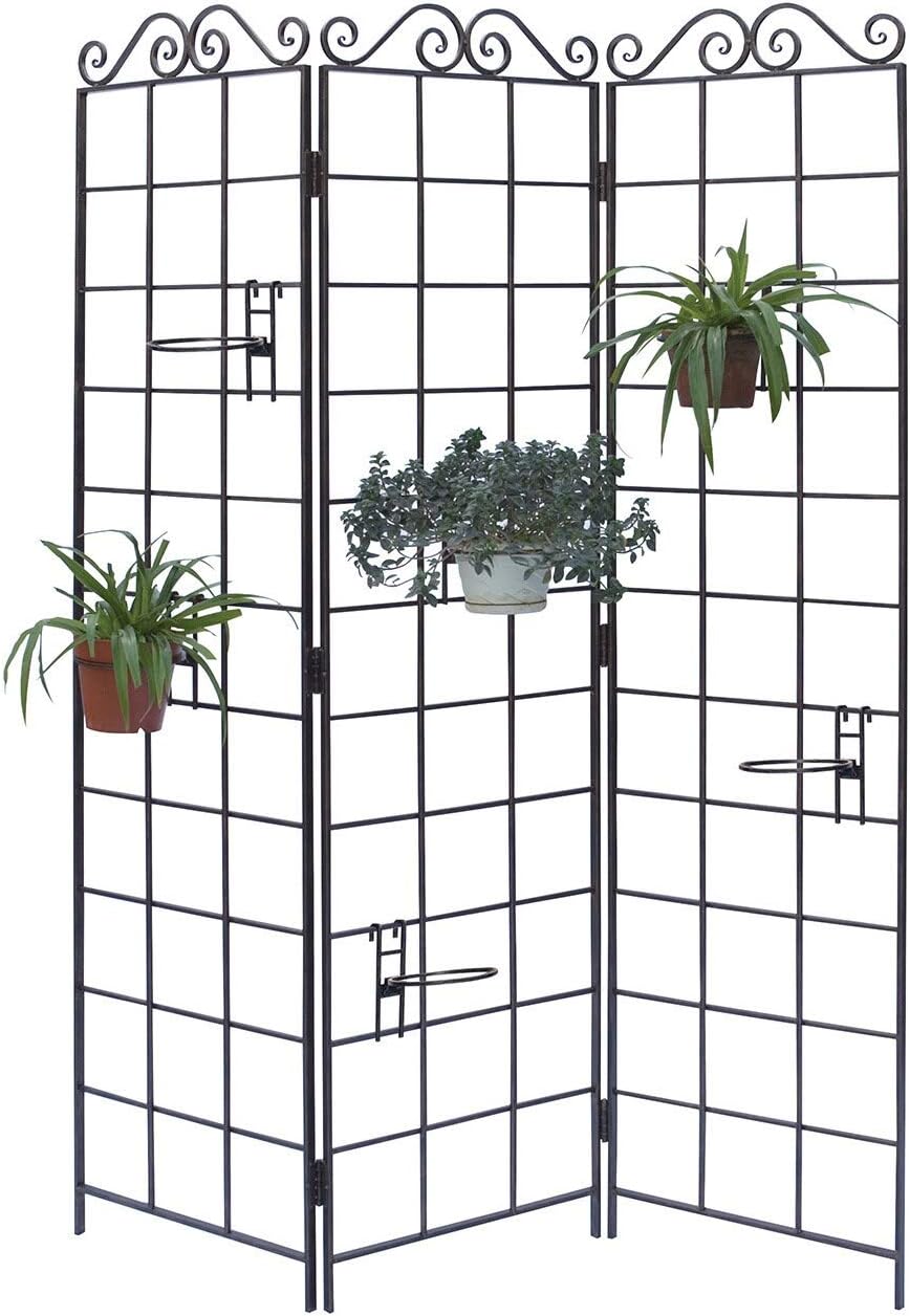 Panacea Products Garden Screen with 6 Pot Holders, Brushed Bronze