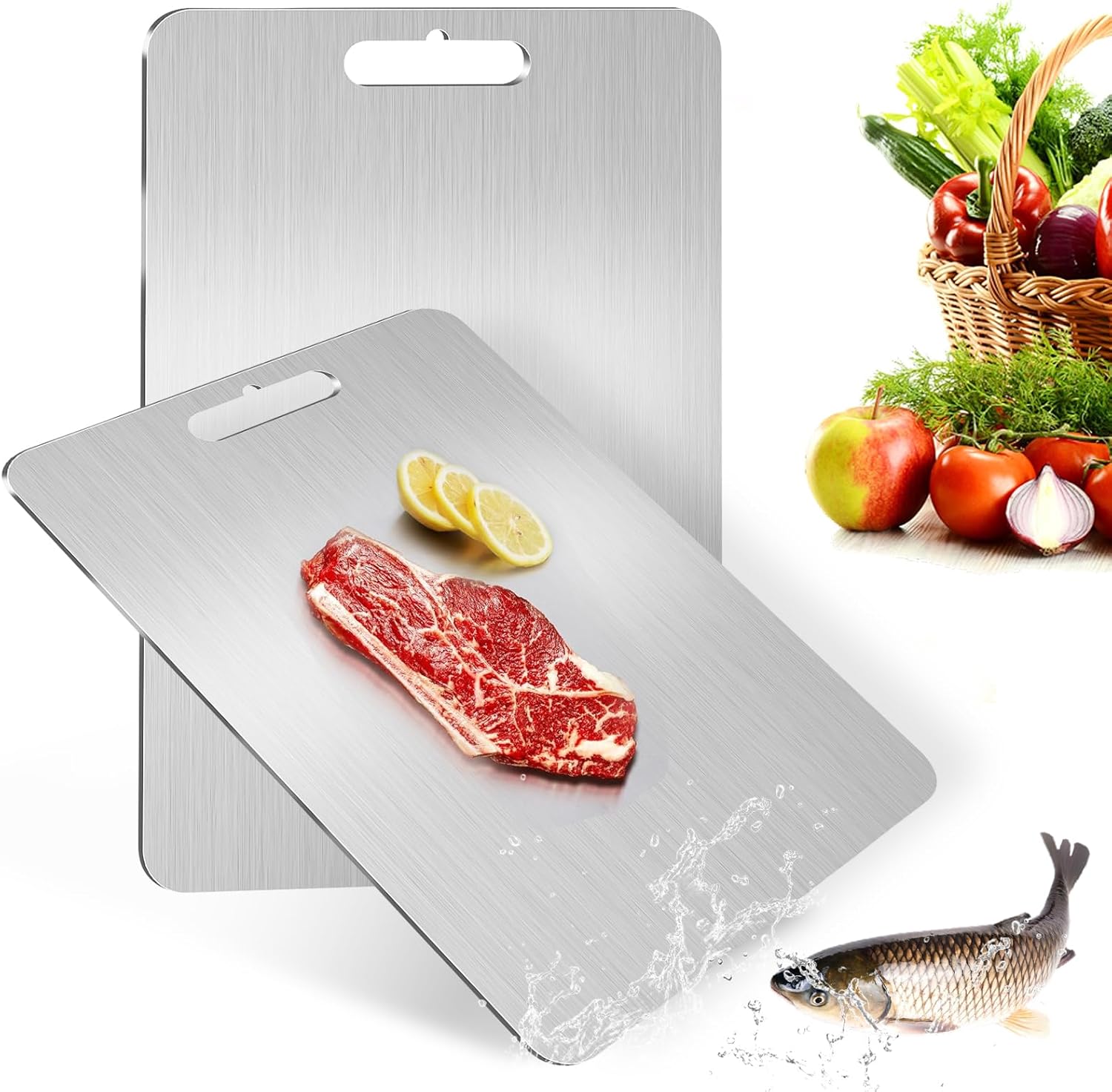 Titanium Cutting Board,2 Packs Titanium Cutting Board–Hygienic,Durable,Safe,and Easy to Clean,Ideal Size for Everyday Use(12 * 8 inch and 16 * 11 inch)