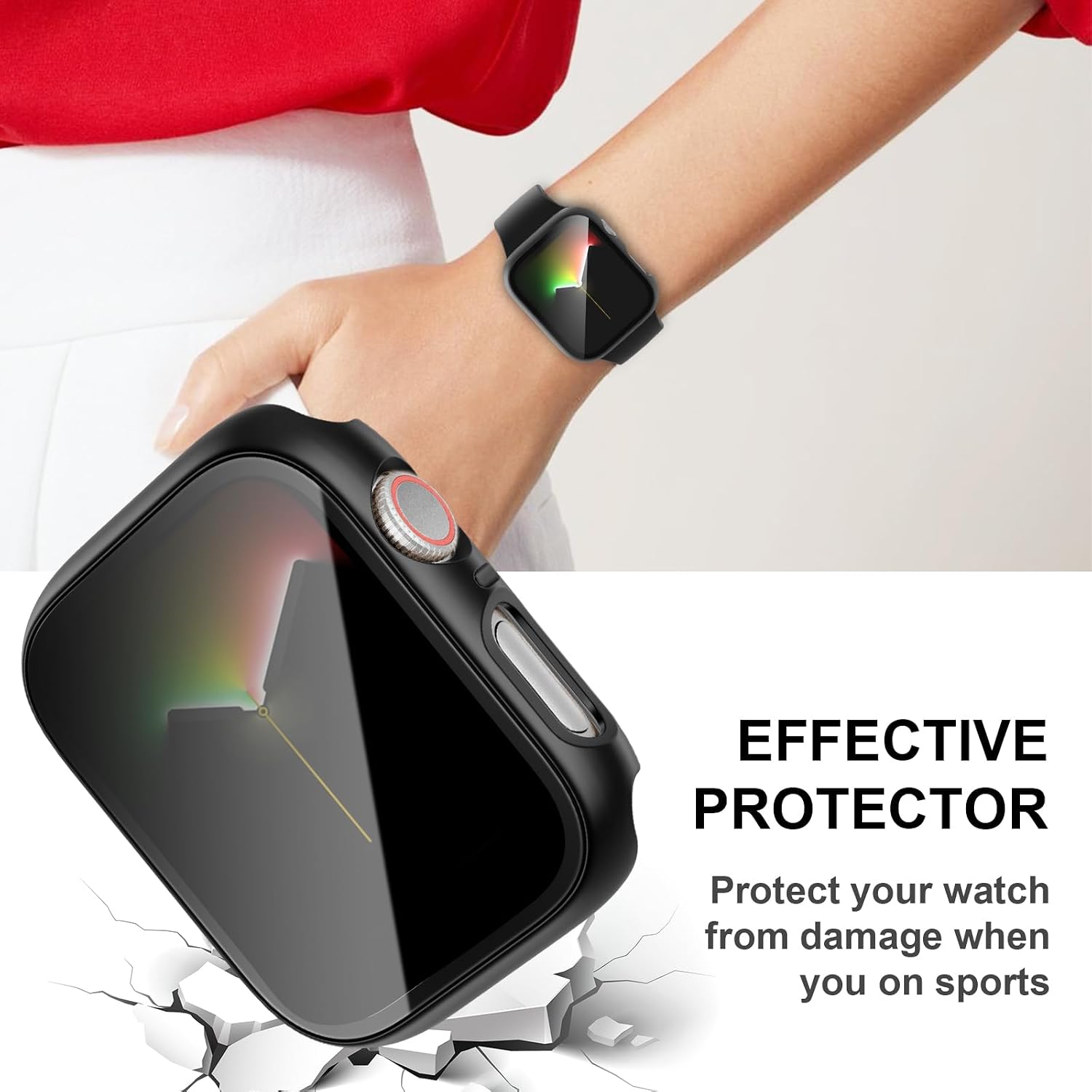 2 Pack for Apple Watch SE3 2025 SE Series 6 5 4 SE Privacy Screen Protector Case 44mm, Unti-SPy Glass Protector Hard PC Cover Bumper for iWatch Se 6 5 4 44mm Accessories, Black/Black