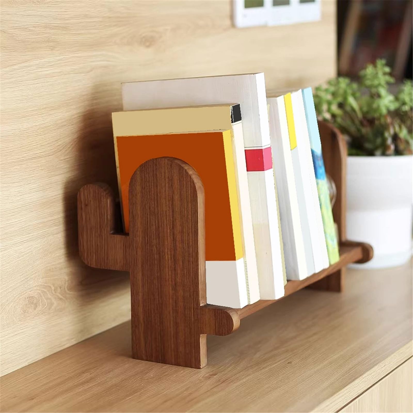 Vitrinenregale Retro-Kreativitäts-Tisch-Bücherregal for Arbeitszimmer, offenes Aufbewahrungsregal aus schwarzem Walnussholz freistehend