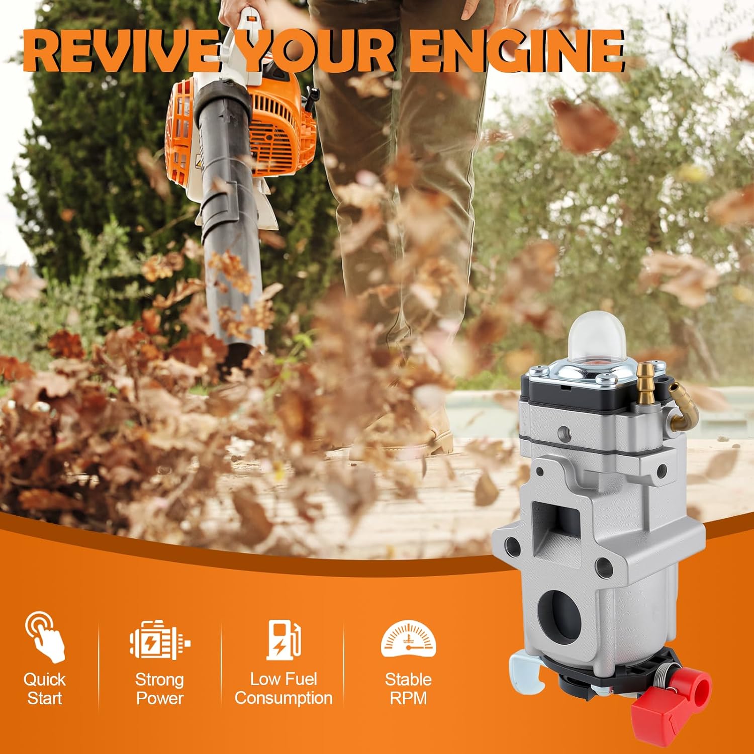 PB-8010 Carburetor for Echo PB-8010T PB8010 PB-8010H PB-9010 PB-9010H PB-9010T EB810 EB810RT EB910 EB910RT Leaf Blower Parts Replace A021004920 with Air Filter Tune Up Kit