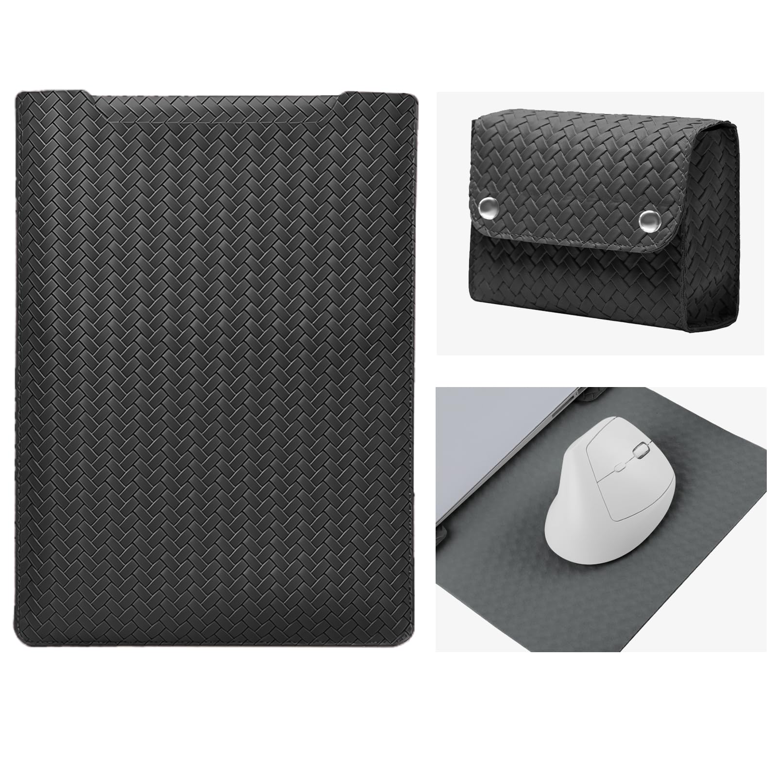 Etui na laptopa 15-16", etui na laptopa MacBook Pro 16 M4/M3/M2/M1/MacBook Pro 15, etui ochronne na notebooka 15" / 15,6"/16" HP Dell Lenovo ThinkPad Asus Acer, z torbą na akcesoria, szare
