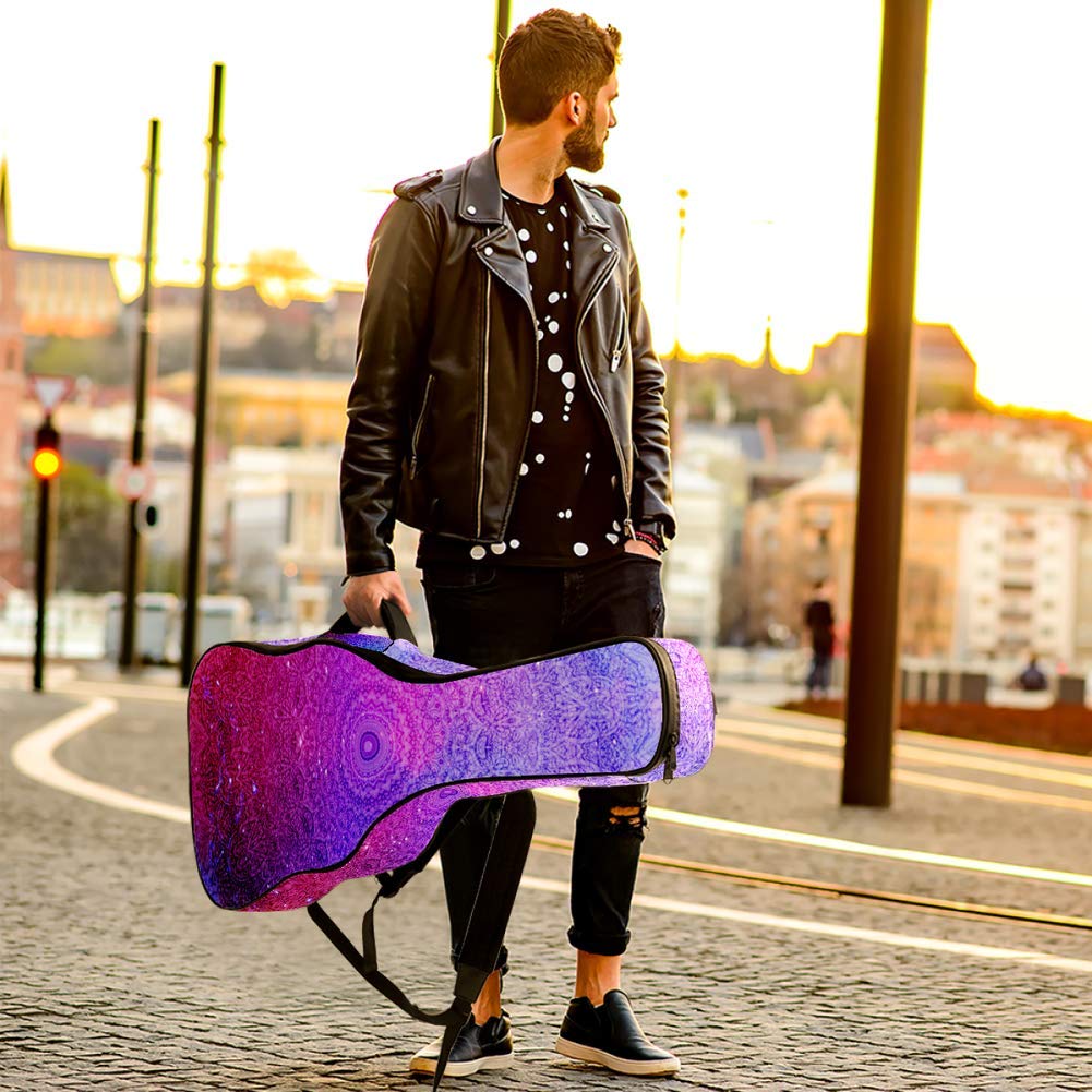 Gitarrentasche mit Reißverschluss, wasserdicht, weich, für Bassgitarre, Akustik- und klassische Folk-Gitarre, Blau / Pink / Türkis