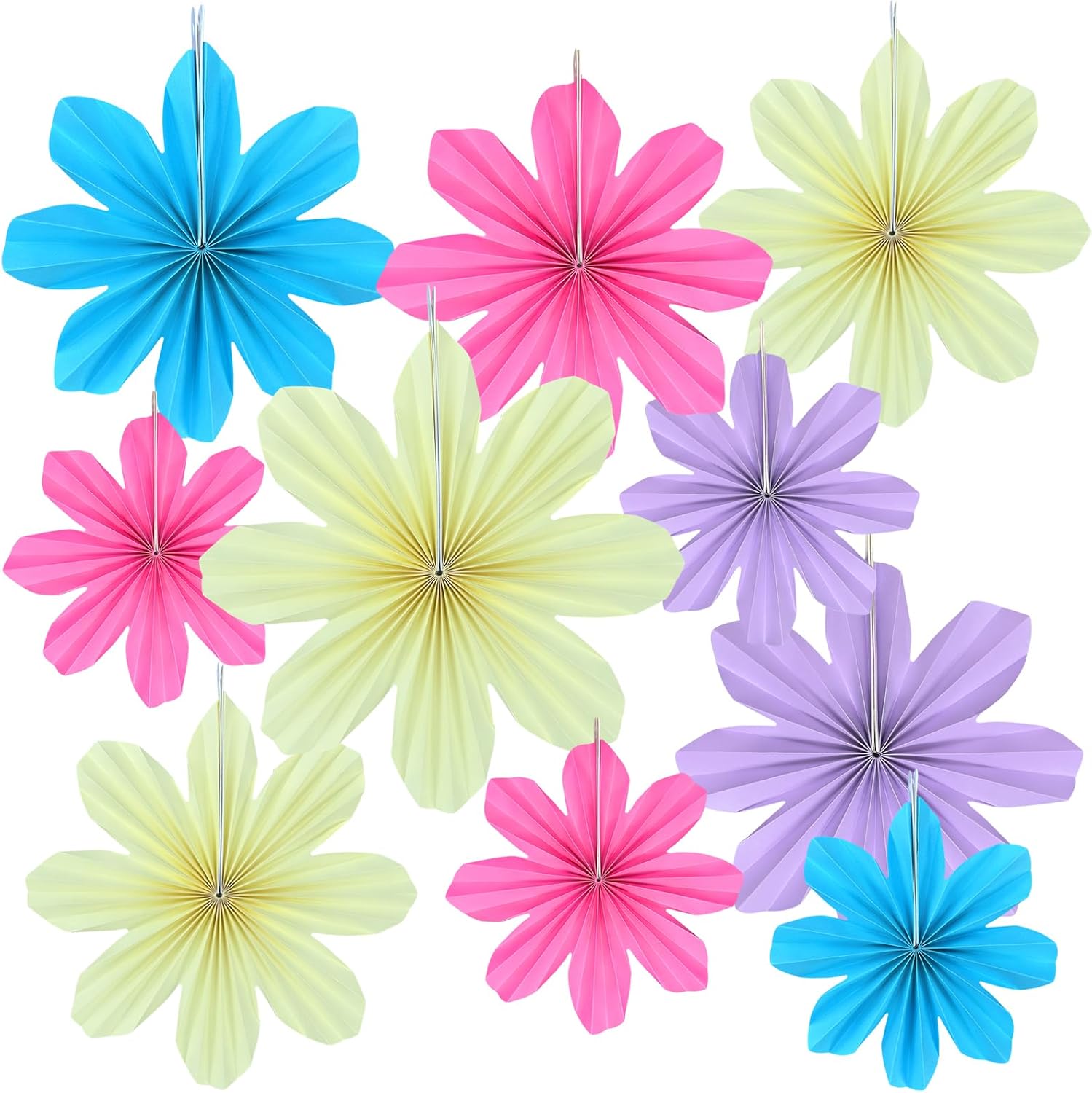 10 PCS Pastel Party Decorations, Flower Paper Fans Birthday Decorations for Floral Backdrop, Garden Tea Party Classroom Wall Hanging Decor