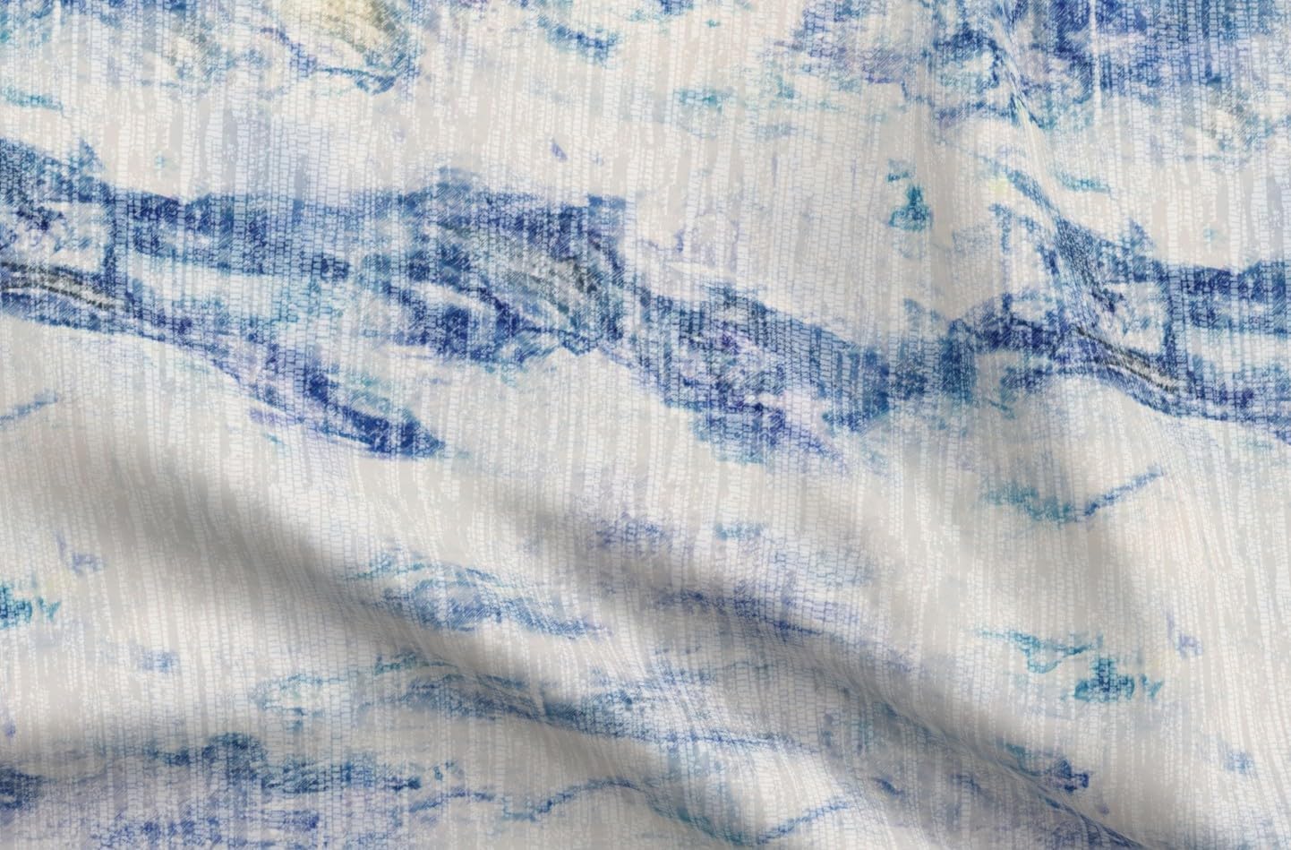 Spoonflower Fabric - Ocean Waves Abstract Marble Coastal Nautical Landscape Painting Printed on Petal Cotton Fabric Fat Quarter - Sewing Quilting Apparel Crafts Decor
