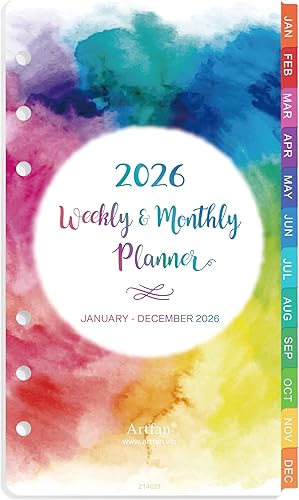 Recambios de agenda 2025-2026, recambios de agenda 2025-2026, calendario semanal y mensual de julio de 2025 a junio de 2026, 3.75 x 6.75 pulgadas, 6