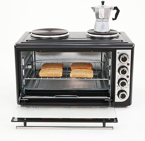 Miniatura 2 de Avanti Horno portátil multifunción con asador de convección y estufa de doble quemador, temporizador de 60 minutos y apagado automático, 1.4 pies