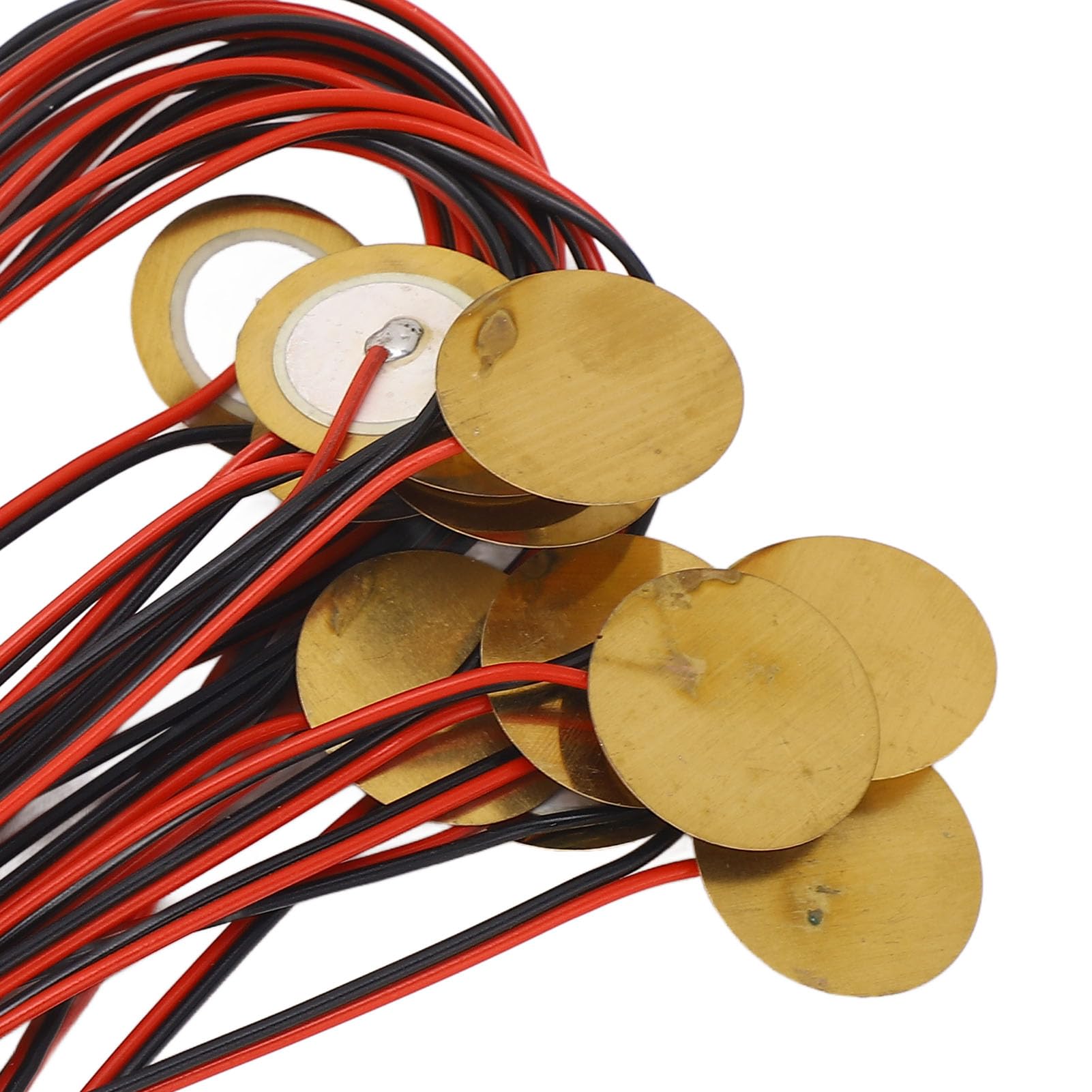 Eujgoov Piezo Gitarowe, 12pc 27 Mm Mosiężny Przetwornik Dysków Piezoelektrycznych z Drutem, Niskie Zużycie Energii